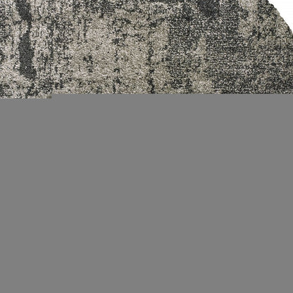8' Grey Round Abstract Power Loom Stain Resistant Area Rug