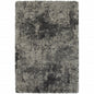 10' X 13' Charcoal Silver And Grey Abstract Shag Power Loom Stain Resistant Area Rug