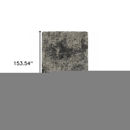 10' X 13' Charcoal Silver And Grey Abstract Shag Power Loom Stain Resistant Area Rug