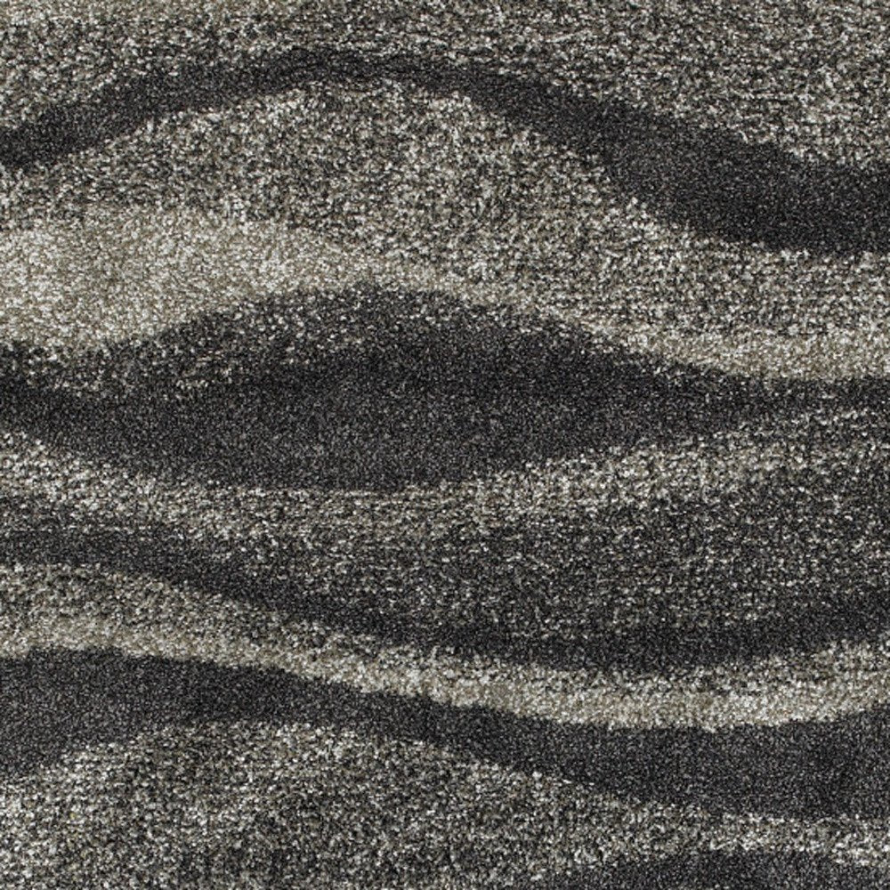 4' X 6' Charcoal Silver And Grey Abstract Shag Power Loom Stain Resistant Area Rug