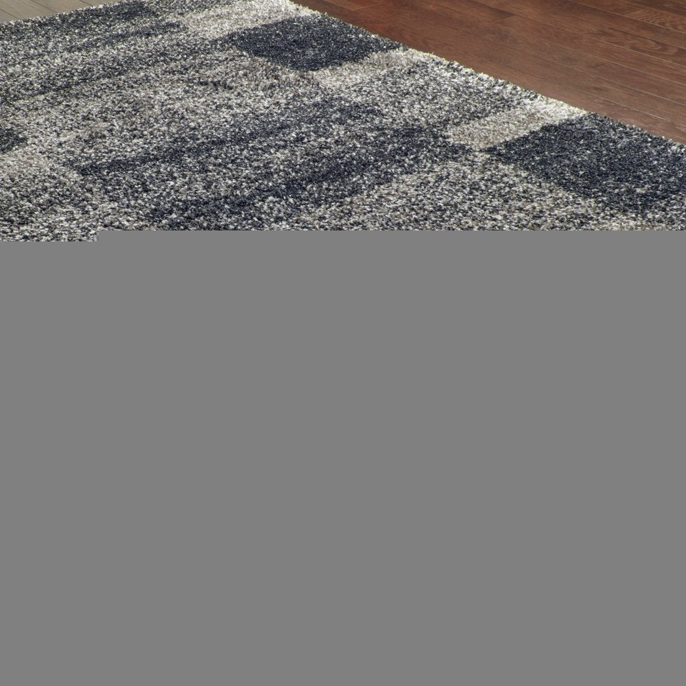 5' X 8' Black and Gray Geometric Shag Power Loom Area Rug