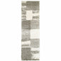 2' X 8' Gray And Ivory Geometric Shag Power Loom Runner Rug