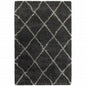 2' X 3' Charcoal And Grey Geometric Shag Power Loom Stain Resistant Area Rug
