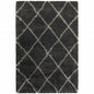 4' X 6' Charcoal And Grey Geometric Shag Power Loom Stain Resistant Area Rug