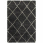 4' X 6' Charcoal And Grey Geometric Shag Power Loom Stain Resistant Area Rug