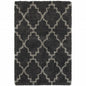 10' X 13' Charcoal And Grey Geometric Shag Power Loom Stain Resistant Area Rug