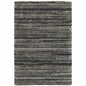 5' X 8' Charcoal Silver And Grey Geometric Shag Power Loom Stain Resistant Area Rug