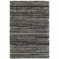 10' X 13' Charcoal Silver And Grey Geometric Shag Power Loom Stain Resistant Area Rug