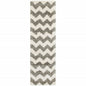 2' X 8' Grey And Ivory Geometric Shag Power Loom Stain Resistant Runner Rug
