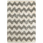 10' X 13' Grey And Ivory Geometric Shag Power Loom Stain Resistant Area Rug