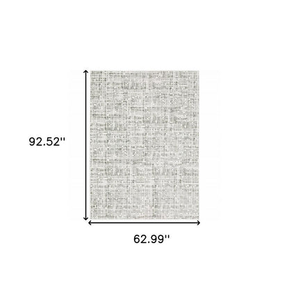 5' X 8' White And Grey Abstract Power Loom Stain Resistant Area Rug