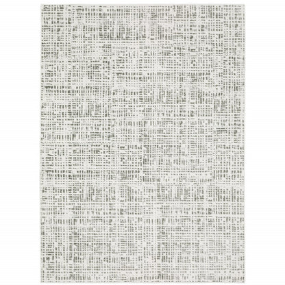 7' X 10' White And Gray Abstract Distressed Area Rug
