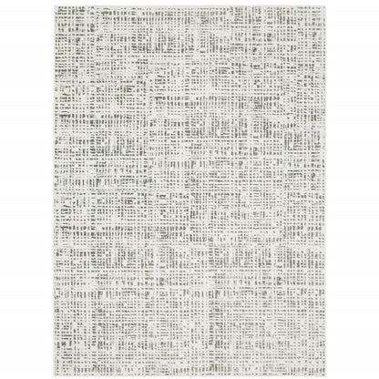 10' X 13' White And Grey Abstract Power Loom Stain Resistant Area Rug