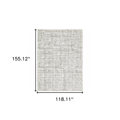 10' X 13' White And Grey Abstract Power Loom Stain Resistant Area Rug