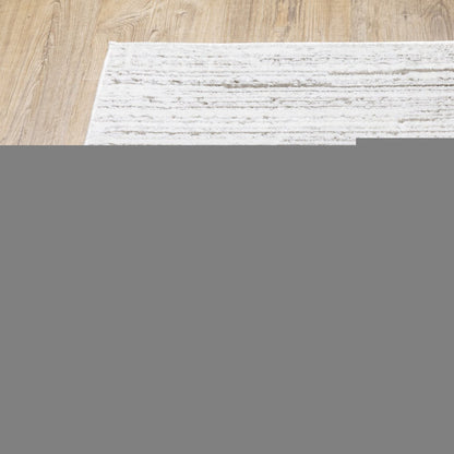 2' X 8' White And Grey Abstract Power Loom Stain Resistant Runner Rug