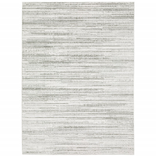 8' X 11' White And Grey Abstract Power Loom Stain Resistant Area Rug