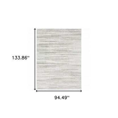 8' X 11' White And Gray Abstract Distressed Area Rug