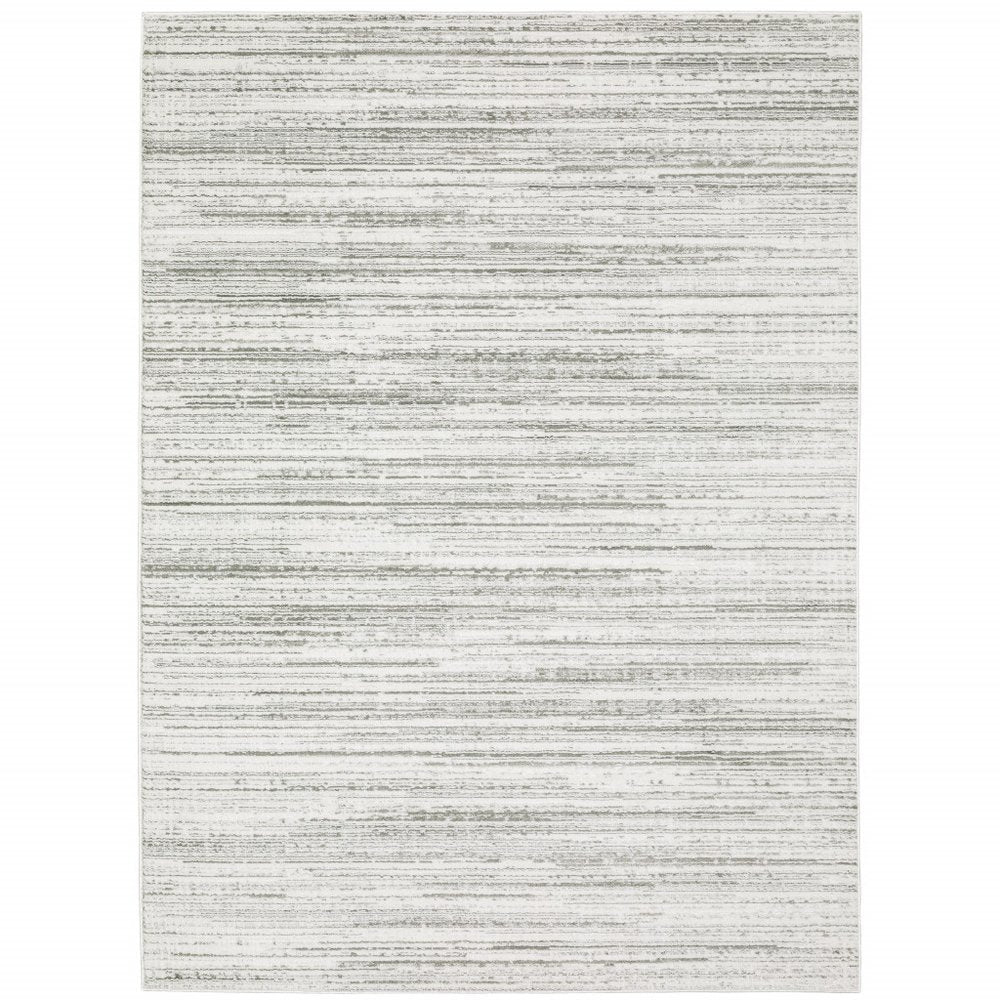8' X 11' White And Gray Abstract Distressed Area Rug