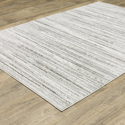 8' X 11' White And Gray Abstract Distressed Area Rug