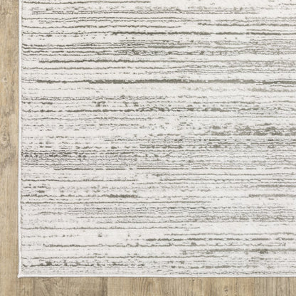 8' X 11' White And Gray Abstract Distressed Area Rug