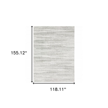 10' X 13' White And Gray Abstract Distressed Area Rug
