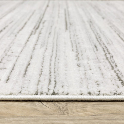 10' X 13' White And Gray Abstract Distressed Area Rug