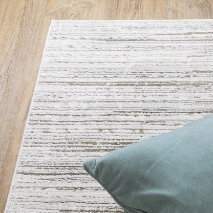 10' X 13' White And Gray Abstract Distressed Area Rug