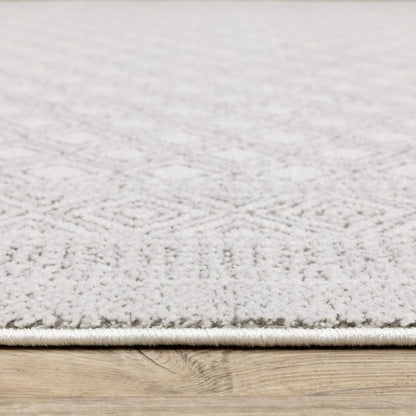 5' X 8' White And Grey Oriental Power Loom Stain Resistant Area Rug