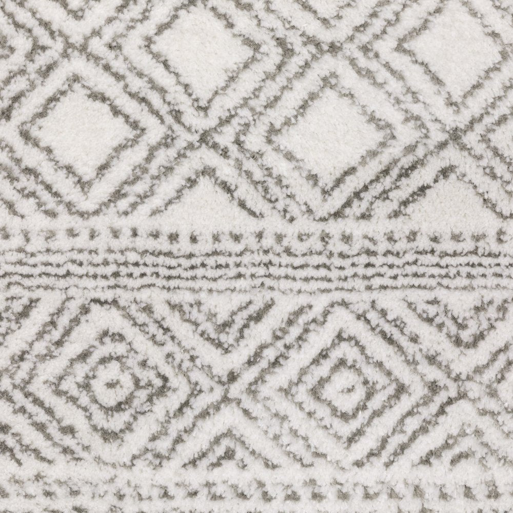 7' X 10' White And Gray Oriental Distressed Area Rug