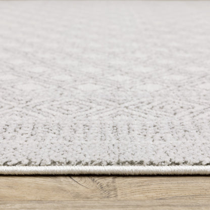 8' X 11' White And Gray Oriental Distressed Area Rug