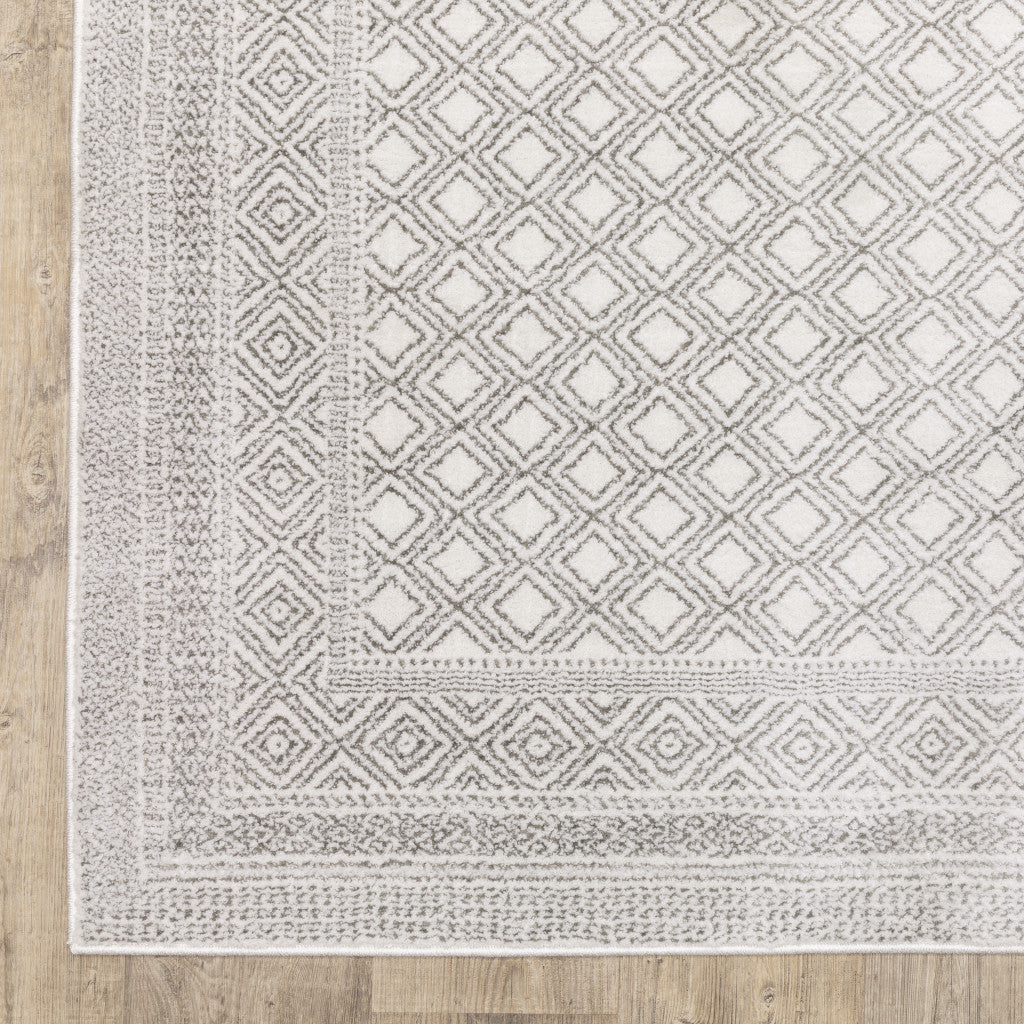 8' X 11' White And Gray Oriental Distressed Area Rug
