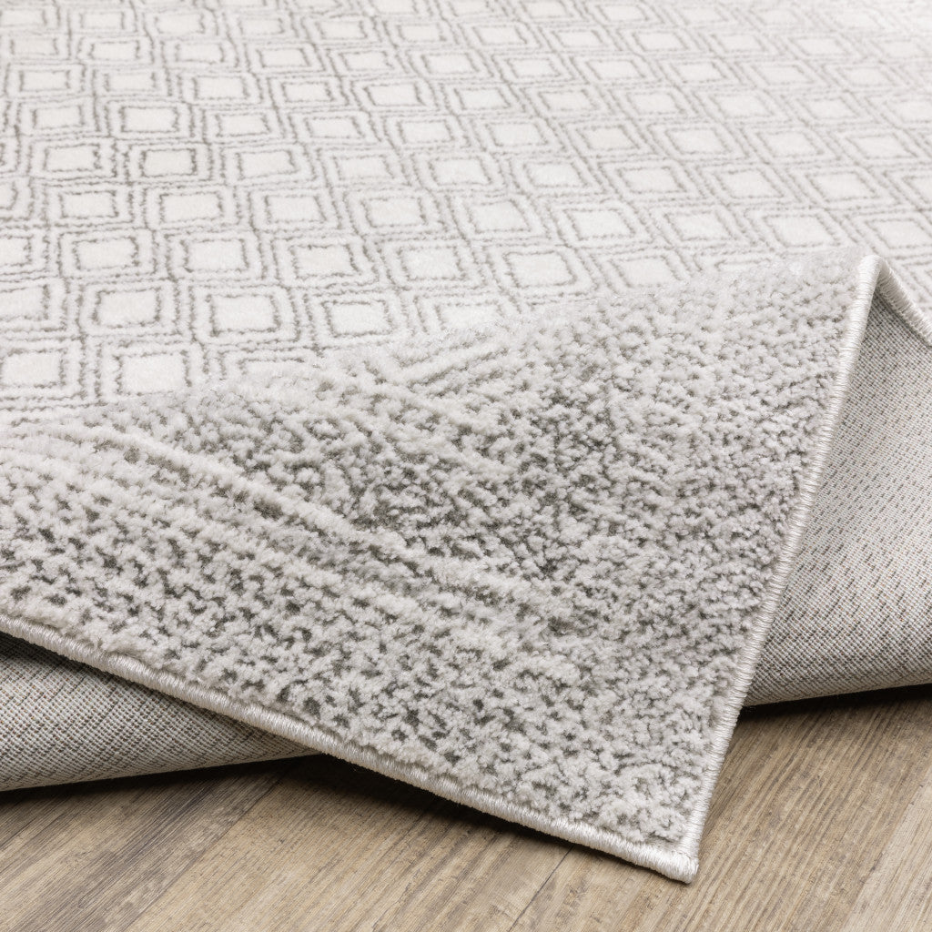 8' X 11' White And Gray Oriental Distressed Area Rug