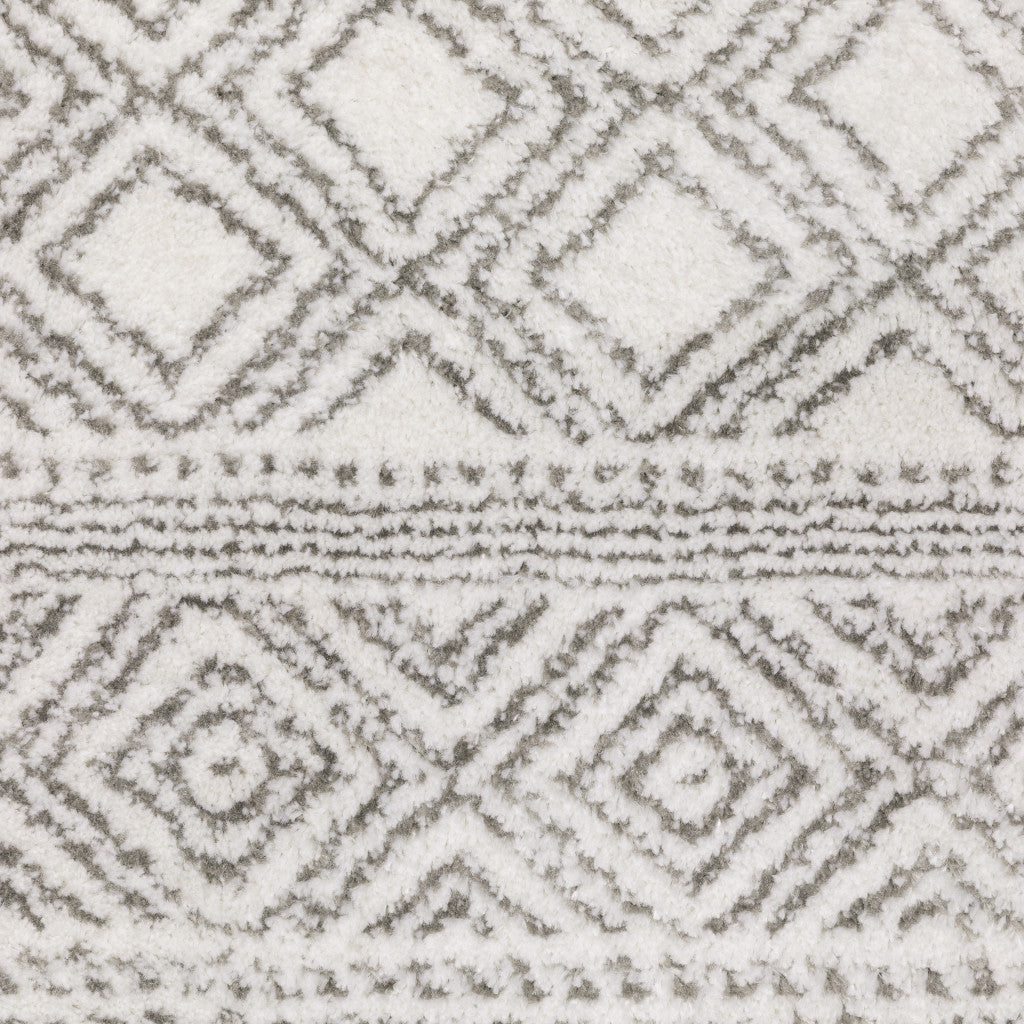 8' X 11' White And Gray Oriental Distressed Area Rug