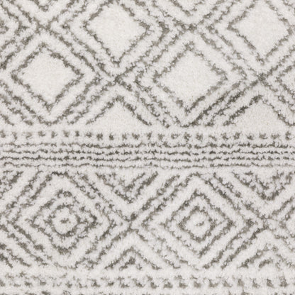 8' X 11' White And Gray Oriental Distressed Area Rug
