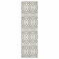 2' X 8' White And Grey Geometric Power Loom Stain Resistant Runner Rug