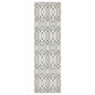 2' X 8' White And Grey Geometric Power Loom Stain Resistant Runner Rug