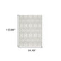 8' X 11' White And Grey Geometric Power Loom Stain Resistant Area Rug