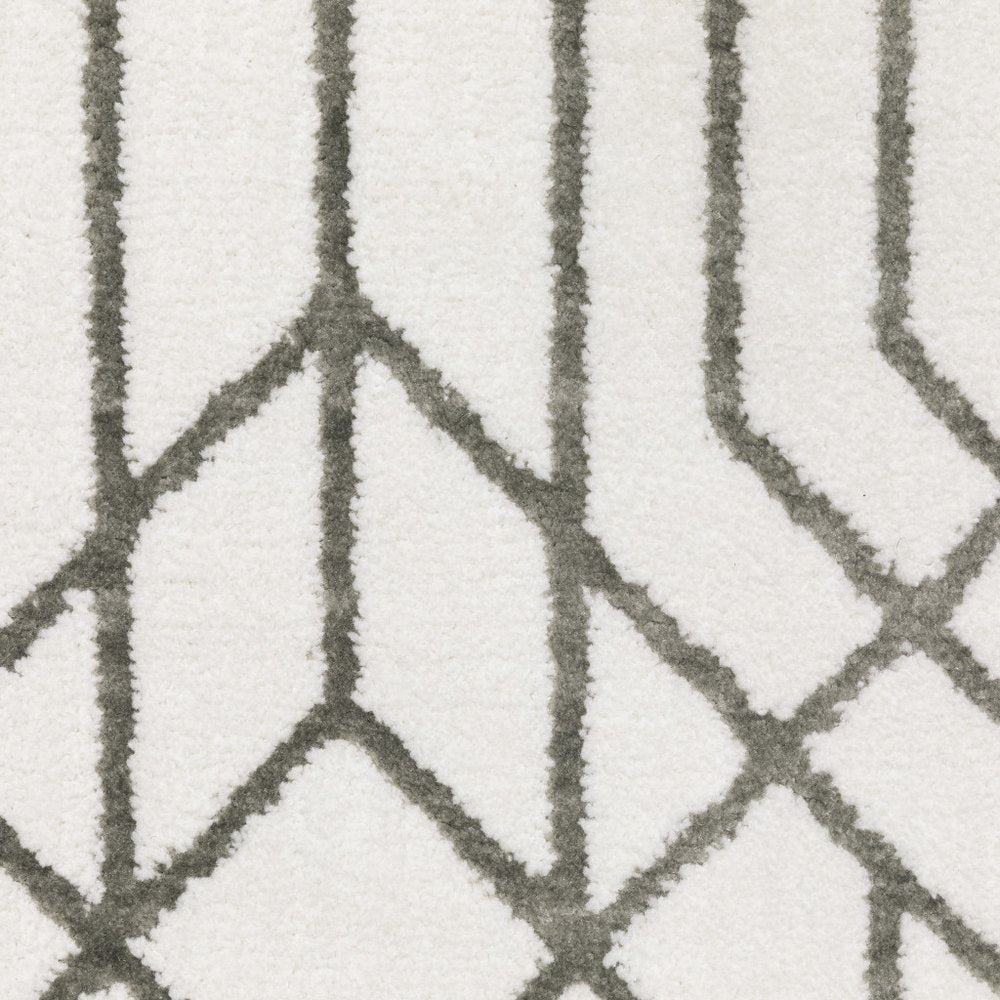 10' X 13' White And Grey Geometric Power Loom Stain Resistant Area Rug
