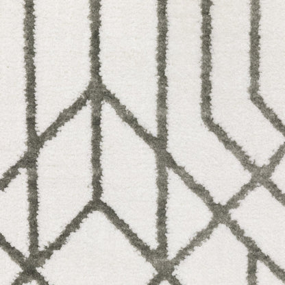 10' X 13' White And Grey Geometric Power Loom Stain Resistant Area Rug