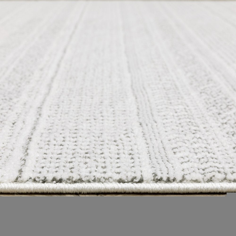 7' X 10' White And Gray Geometric Distressed Area Rug