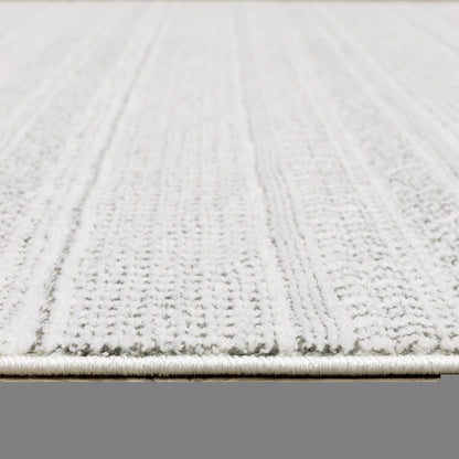 7' X 10' White And Gray Geometric Distressed Area Rug