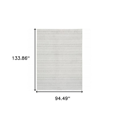 8' X 11' White And Gray Geometric Distressed Area Rug