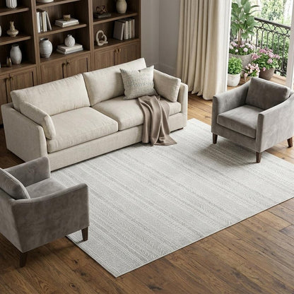 10' X 13' White And Gray Geometric Distressed Area Rug