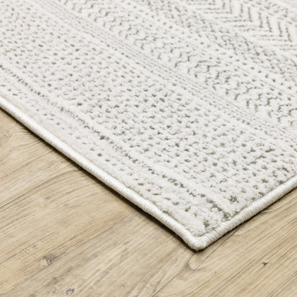 10' X 13' White And Gray Geometric Distressed Area Rug