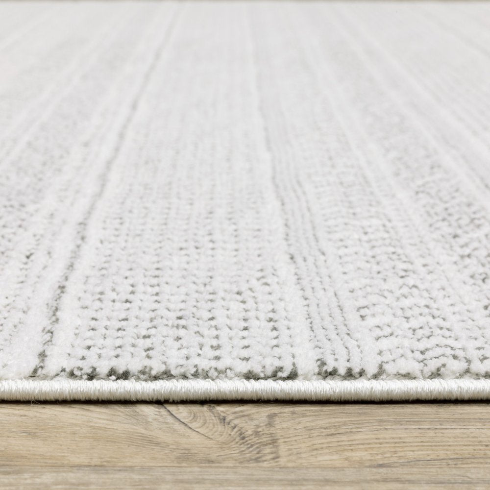 10' X 13' White And Gray Geometric Distressed Area Rug