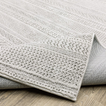 10' X 13' White And Gray Geometric Distressed Area Rug