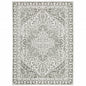 3' X 5' Grey And White Oriental Power Loom Stain Resistant Area Rug