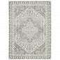 3' X 5' Grey And White Oriental Power Loom Stain Resistant Area Rug