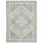 5' X 8' Grey And White Oriental Power Loom Stain Resistant Area Rug