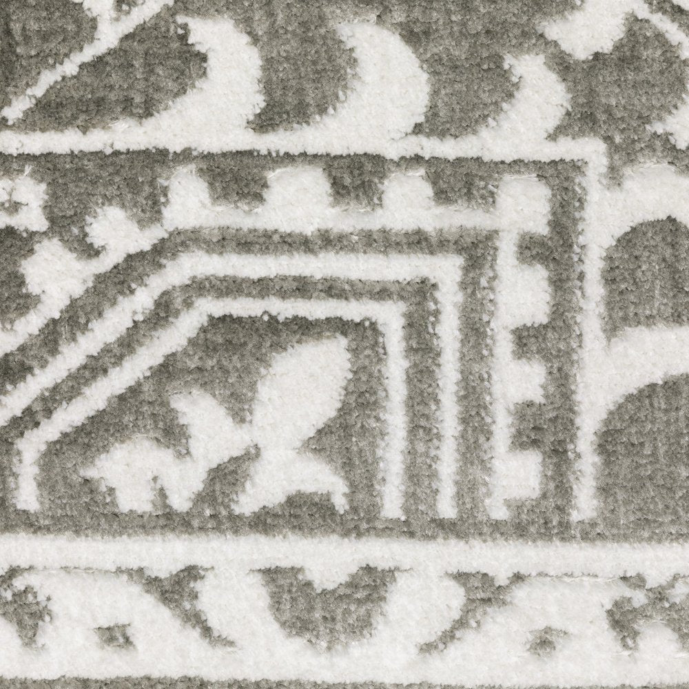 7' X 10' Gray And White Oriental Distressed Area Rug